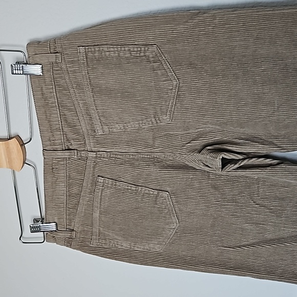Forever 21 Corduroy Straight Leg Pants Tan M Raw Hem Mid Rise Bohemian - Picture 5 of 10